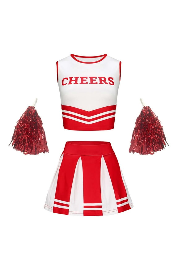Girls Sports Meet Cheer Team Set With Handflowers Simple Clothing
