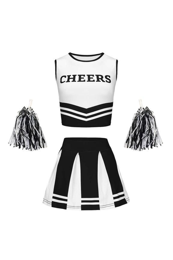 Girls Sports Meet Cheer Team Set With Handflowers Simple Clothing