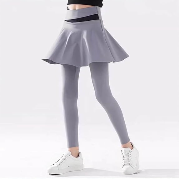 Girls Sports Pants For Kids Comfortable Stretch Knit Joggers Lightweight Skirt Overlay Leggings Outdoor Play School Casual Daily ActivewearGrey15-16 Years