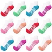 ELUTONG Girls' Sports Socks，12 Pairs Children's Breathable Cotton Socks for Kids 1-16 Years