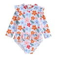 thumbnail image 1 of Girls Sporty Swimwear Outfit Sets Long Sleeve Froal Printing Scrubs for Boy Set,White,6T, 1 of 8