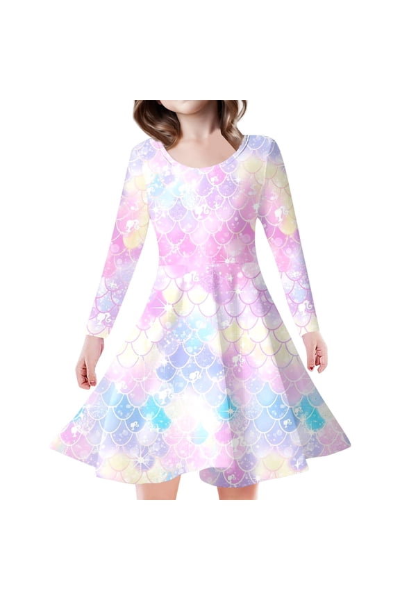 Girls Spring Dress Children'S Flash Sequin Fashion Slim Girls Clothes Size 6-7T