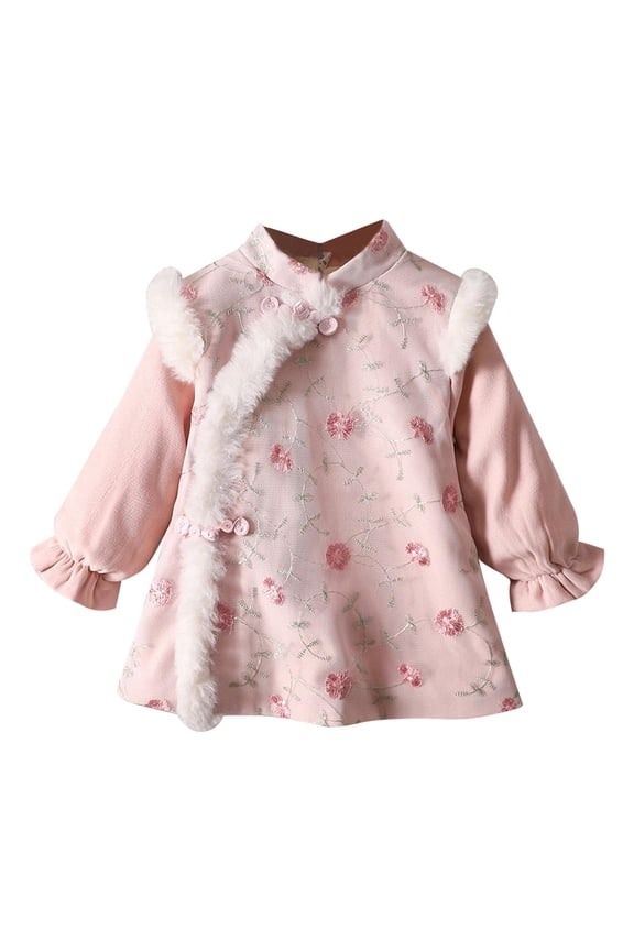 Girls Spring Dress Flutter Sleeve Swing Party Summer Crew Neck Clothes