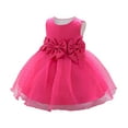 thumbnail image 1 of Girls Spring Dress Infant Sleeveless Bowknot Mesh Fashion Solid Flowers Princess Dress Girls Dresses Hot Pink 12-18Months, 1 of 4
