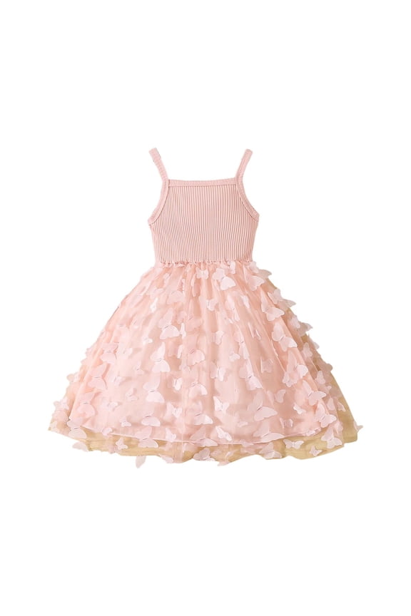 Girls Spring Dress Summer Solid Color Fashion Cute Crew Neck Clothes