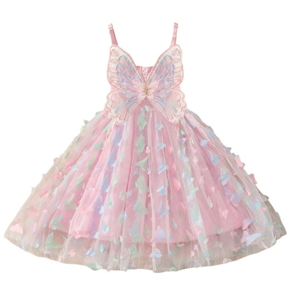 Girls Spring Dress Toddler Girls Sleeveless Suspenders Dress Dance Party Princess Dresses Clothes Girl Dresses Pink 18 Months-24 Months