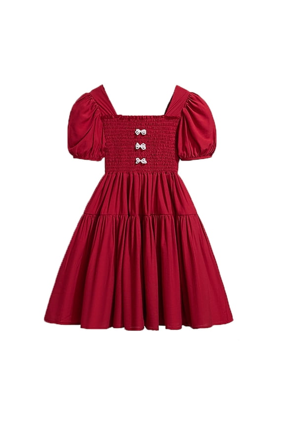 Girls Spring Dress Tween Boho Flutter Sleeve Tiered A Linees With Pockets Girls Clothes Size 5-6T
