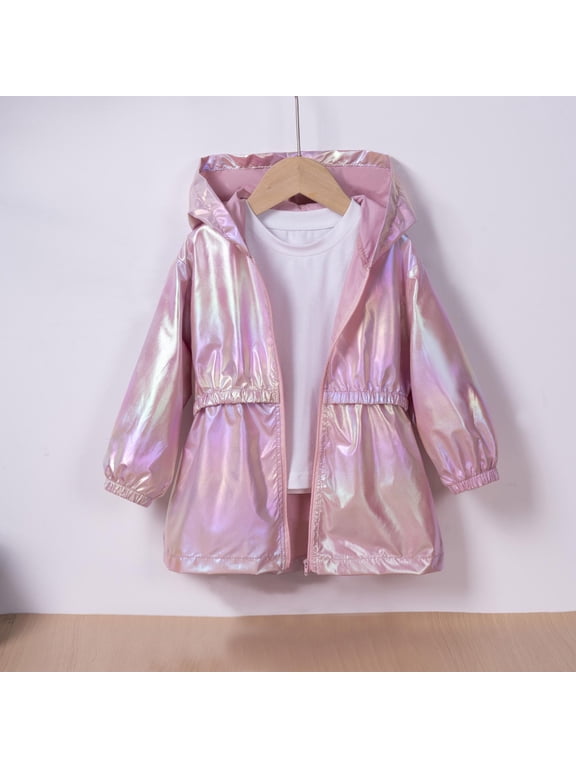 Girls Spring Lightweight Zip Up Hooded Thin Jacket Colorful Casual Outer Coat Pink 9 Months