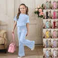 thumbnail image 1 of Girls Spring Outfits Flare Pants Outfit 2 Piece Comfy Fall Set Baby Girl Clothes Wine 11-12 Years, 1 of 6