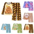 thumbnail image 1 of Girls Spring Outfits Kids Capybara Print Long Sleeve Top and Pants Cozy Loungewear Set Toddler Girl Clothes Khaki 2-3 Years, 1 of 3