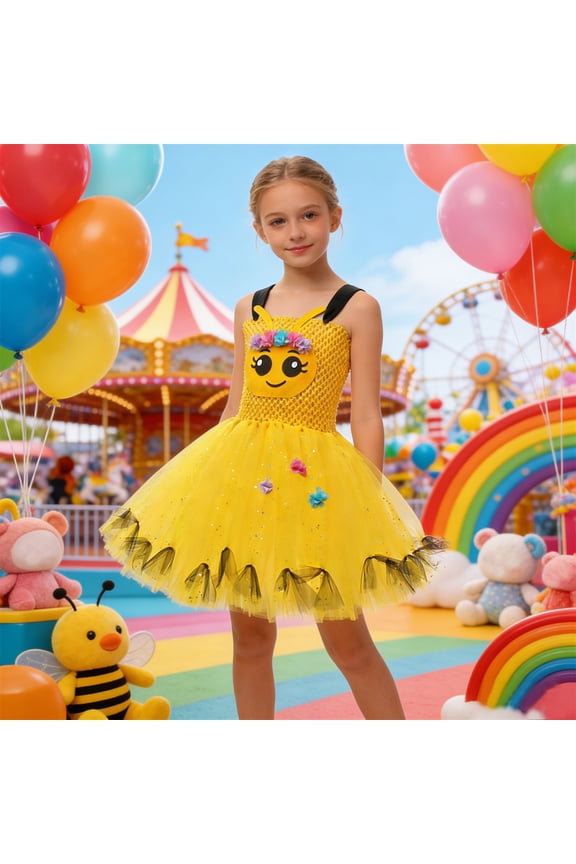 Girls Spring Outfits Size 2T-3T Tutu Bee Animal Performance Dress Girls Summer Clothes