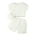 thumbnail image 1 of Girls Spring Outfits Summer Toddler Cute Round Neck Sleeve Top Bag Set Playwear Daily Wear Girl Baby Clothes White 5 Years-7 Years, 1 of 7