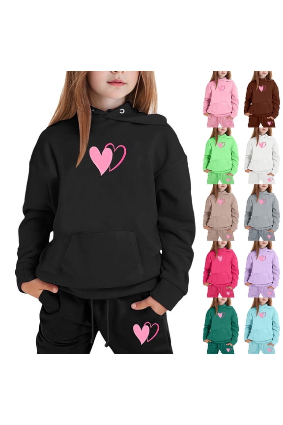 Girls Spring Outfits Winter Rainbow Hoodie and Jogger Warm Tracksuit Baby Girl Clothes Black 2-3 Years