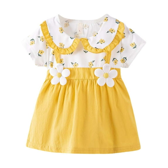 Girls Spring Summer Floral Dress Dresses Baby Toddler Floral Print Sleeveless Dress For Infant Toddler Comfortable Play Outfit Casual Dress for Girl 12-18 Months