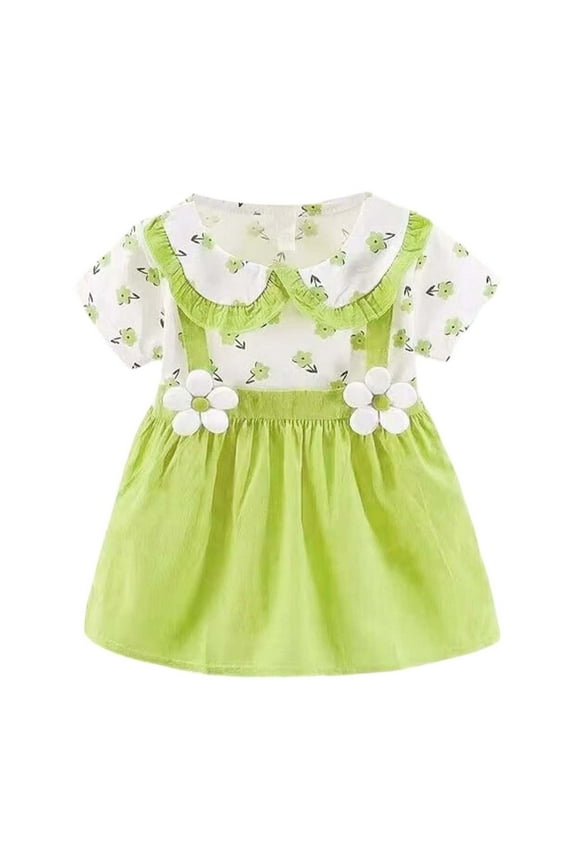 Girls Spring Summer Floral Dress Dresses Baby Toddler Floral Print Sleeveless Dress For Infant Toddler Comfortable Play Outfit Casual Dress for Girl 9-12 Months