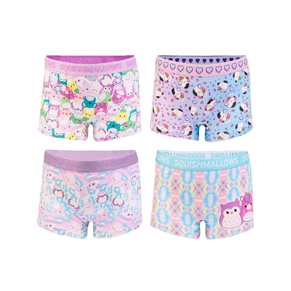 Girls' Squishmallows 4 Pack Boxer Briefs Underwear - 4