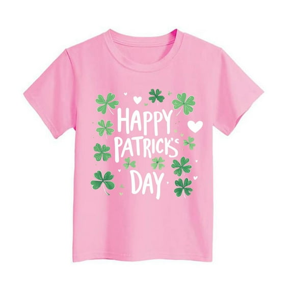 Girls St Patrick Day Shirt Size 10 Funny Shamrock Short Sleeve T Shirt Top Irish T-Shirt Lucky Tops Funny Girls' Tops, Tees & Blouses Pink,3-4 Years