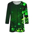 thumbnail image 1 of Girls' St. Patrick's Day 3 4 Sleeve T Shirt With Glow In The Dark Shamrock Print Crew Neck Top Green 4 Y-5 Y, 1 of 4
