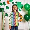 thumbnail image 1 of Girls St Patrick's Day Long Sleeve T-Shirt Green with Multicolor Glitter Shamrock Print, Soft Cotton Holiday Top for Kids,Size 4 T, 1 of 6