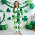 thumbnail image 1 of Girls St Patricks Day Outfit Sets Green Shamrock Print Kids Holiday Outfit Sets Long Sleeve Top & Pants Soft,Size 7 T, 1 of 9