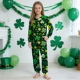 thumbnail image 1 of Girls St Patricks Day Outfit Sets Long Sleeve Shamrock Print Outfit Sets Green Kids Holiday PJS,Size 5 T, 1 of 9