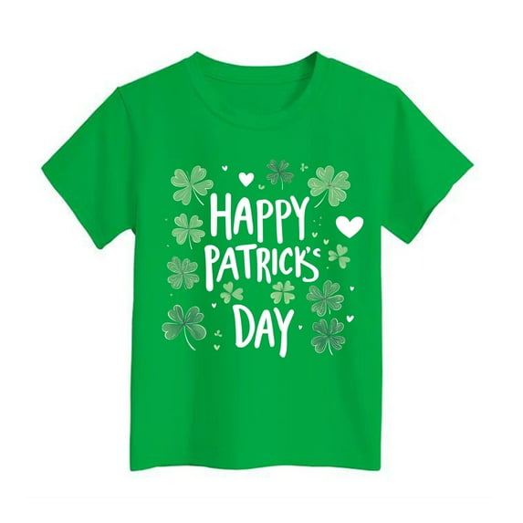 Girls St Patricks Day Shirt 10/12 Irish Pullover Tops Short Sleeve T Shirts Shamrock Print Casual T Shirts for Boys and Girls Green,7-8 Years