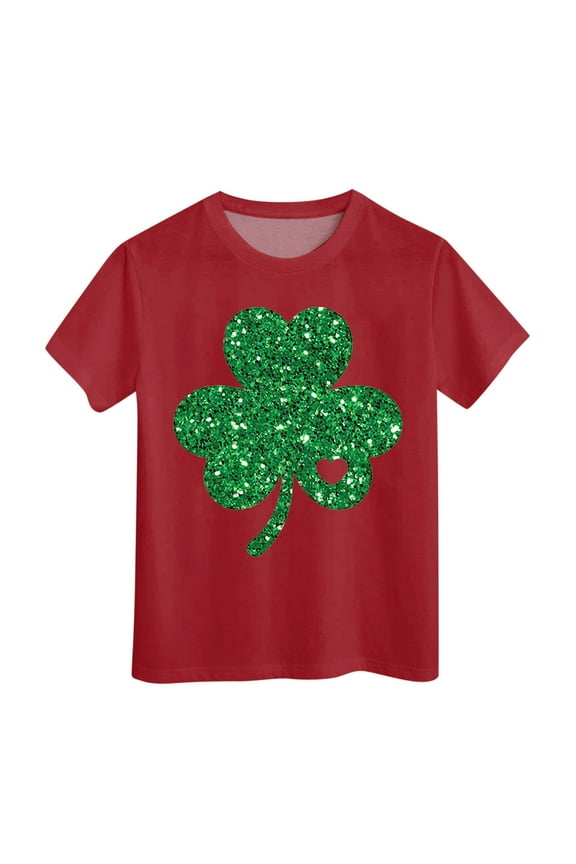 Girls St Patricks Day Shirt Size 12 Round Neck Short Sleeve Irish Shamrock Clover Cool Tee Shirt T-Shirts Toddler To Big Kid 3-4 Years