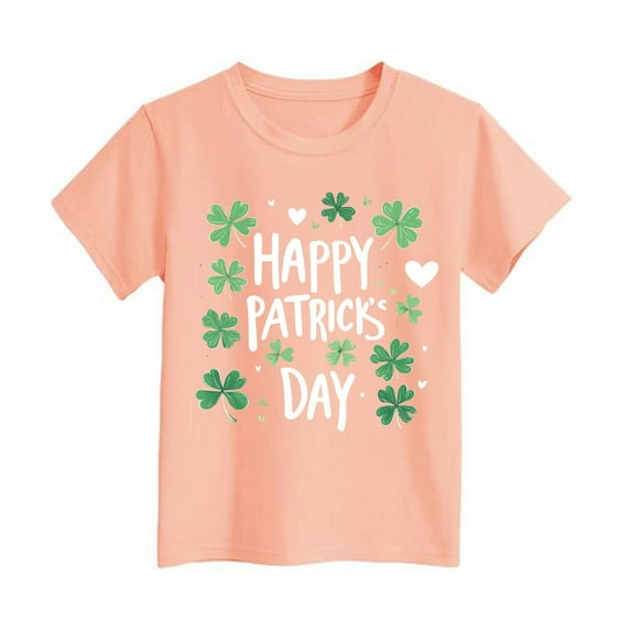 Girls St Patricks Day Shirt Size 14 Shamrock Graphic Casual Short Sleeve T Shirt Top Irish T-Shirt Lucky Tops Girls Summer Tops T-Shirts Orange,7-8 Years