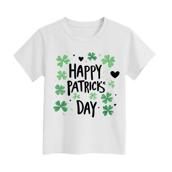 Girls St Patricks Day Shirt Size 8 Shamrock Print Comfortable Short Sleeve T Shirts Irish Sweatshirt Shirt Girls Summer Tops T-Shirts White,3-4 Years