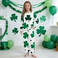 thumbnail image 1 of Girls St Patricks Outfit Sets Green Shamrock Print 2-Piece Outfit Sets Long Sleeve Soft Holiday Outfit Sets for Kids 4-12 Years,Size 13 T, 1 of 9