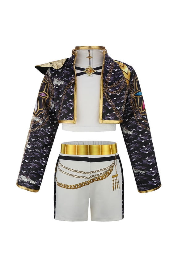 Girls Stage Performance Outfit with Top and Pants Halloween Cosplay Costume