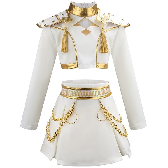 Girls Stage Performance Outfit with Top and Skirt Halloween Cosplay Costume