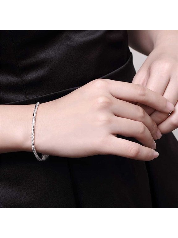 Girls Stainless Steel Bracelet Polished Snake Bones Chain Bracelet Adjustable Length Classic Geometric Design Jewelry
