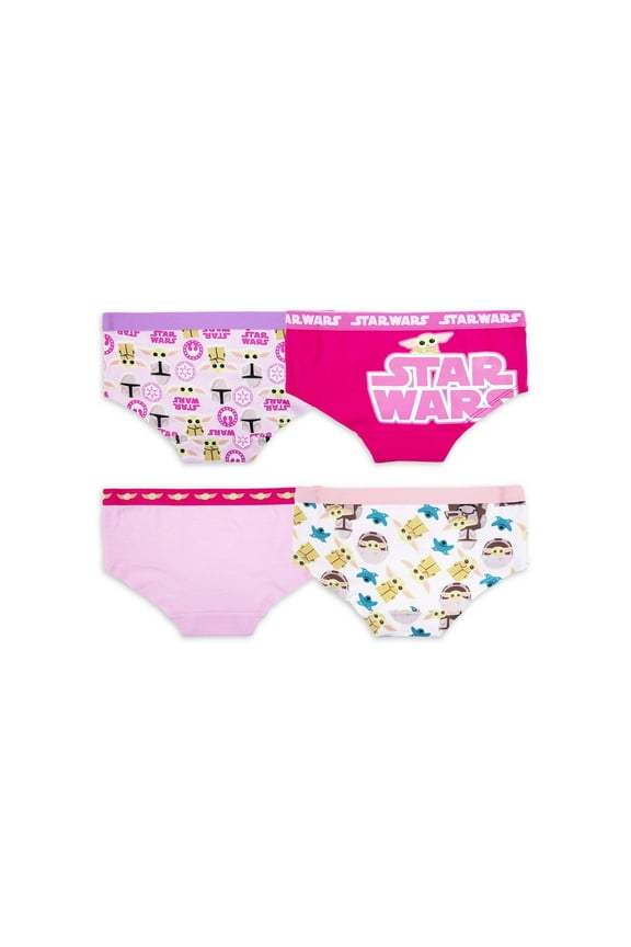 Girls' Star Wars Mandalorian 4-Pack Panties Cotton/Spandex Blend Sizes 4,6,8,10