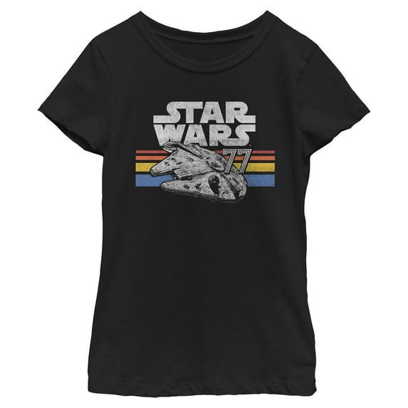Girls Star Wars Millennium Falcon 77' Vintage Stripes T Shirt