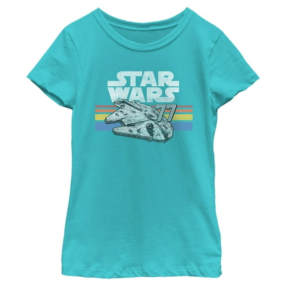 Girls Star Wars Millennium Falcon 77' Vintage Stripes T Shirt