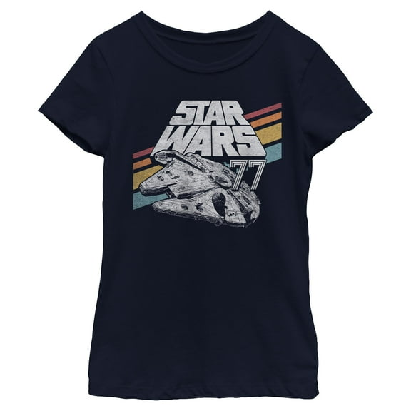 Girls Star Wars Retro 77 Millennium Falcon Stripes T Shirt