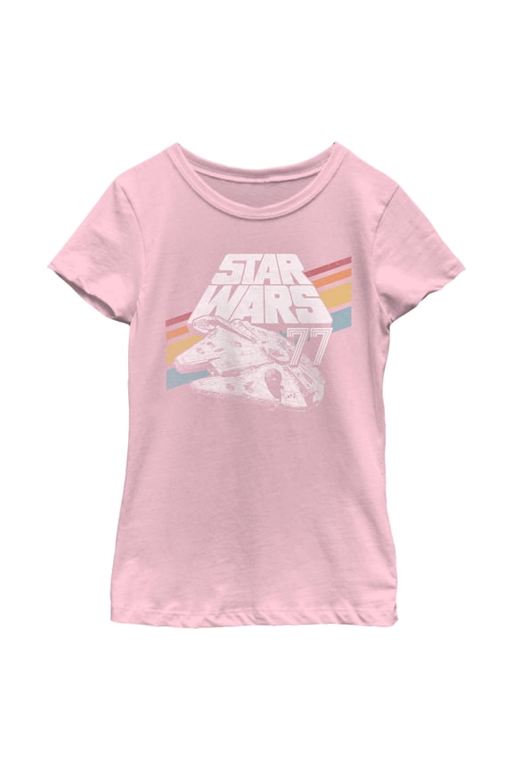 Girls Star Wars Retro 77 Millennium Falcon Stripes T Shirt