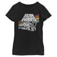 thumbnail image 1 of Girls Star Wars Retro 77 Millennium Falcon Stripes T Shirt, 1 of 4