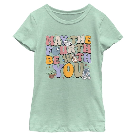 Girls Star Wars: The Mandalorian Retro Fourth Text T Shirt