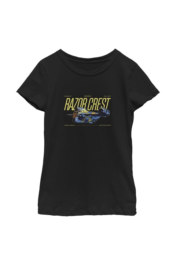Girls Star Wars: The Mandalorian and Grogu Bounty Hunter Razor Crest T Shirt