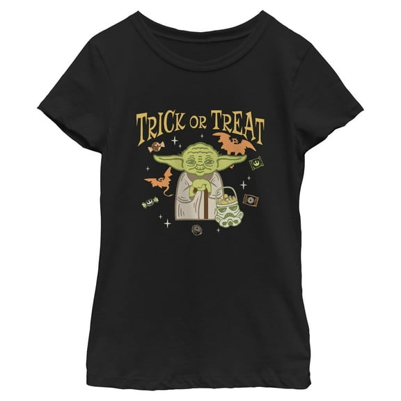 Girls Star Wars Trick Or Treat Master Yoda T Shirt