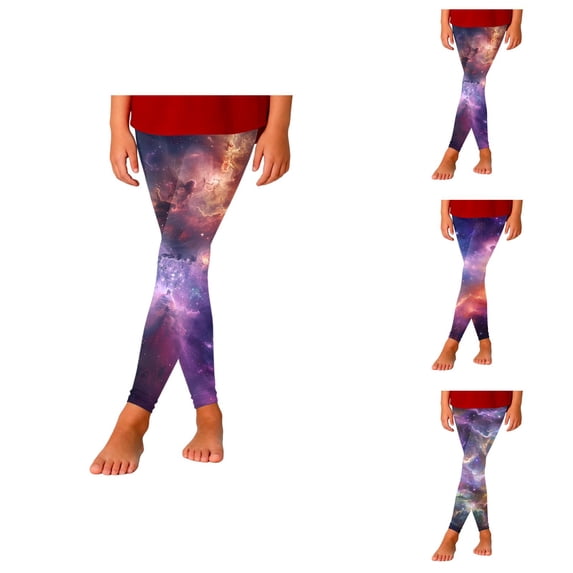 Girls Starry Sky Print Slim Fit Athletic Casual Pants Stretchy Leggings For Play And Everyday Wear