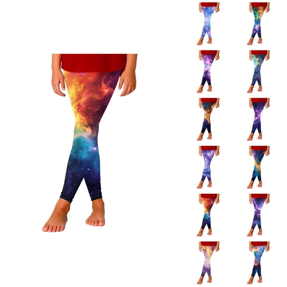 Girls Starry Sky Print Slim Fit Athletic Casual Pants Stretchy Leggings For Play And Everyday Wear