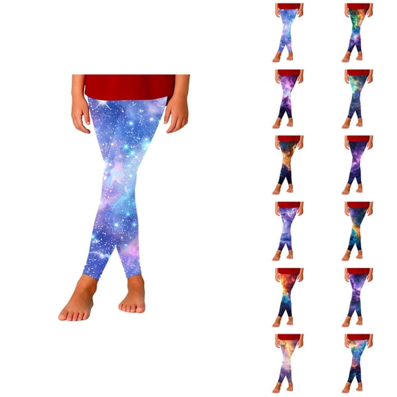 Girls Starry Sky Print Slim Fit Athletic Casual Pants Stretchy Leggings For Play And Everyday Wear