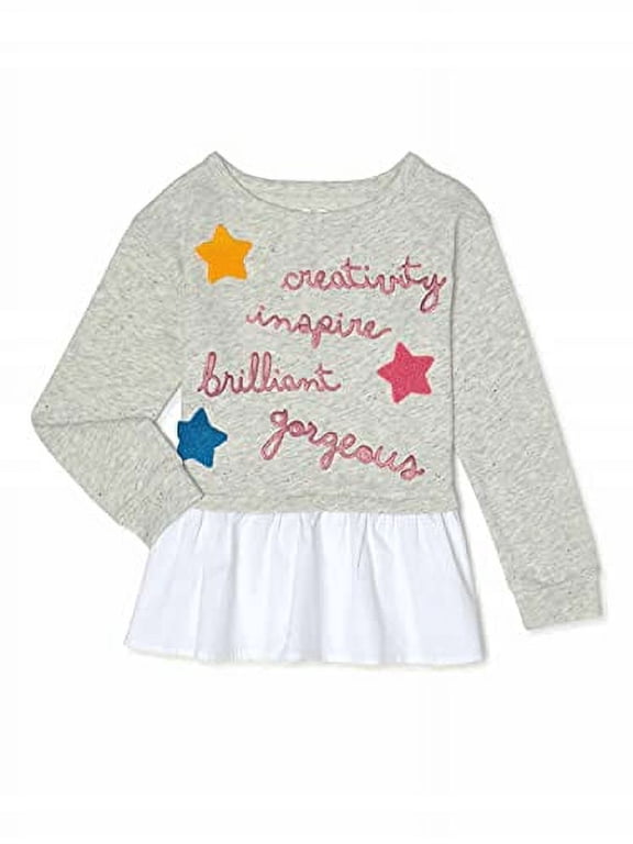 Girls Stars Peplum Top - Creativity Inspire X-Small White