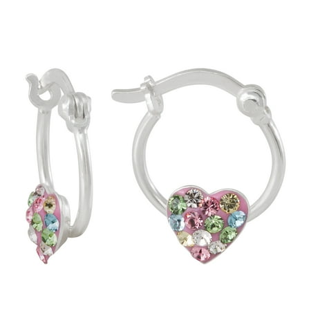 Girls' Sterling Silver Clear, Pink and Lavender Crystal Ball Stud Earring Set