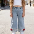 thumbnail image 1 of Girls Straight Leg Jeans Classic Fit Denim Pants Size 7 8 10 12 14 16 Blue,Size 3 T, 1 of 7