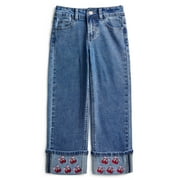 Girls Embroidered Cherry Straight Leg Jean, Size 5–18