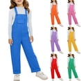 thumbnail image 1 of Girls Straight Leg Jumpsuit Loose Fit Sleeveless Overalls with Pocket 2-14Y, 1 of 7